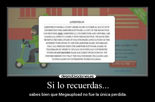 Si lo recuerdas... - sabes bien que Megaupload no fue la única perdida.