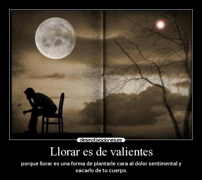 Llorar es de valientes - porque llorar es una forma de plantarle cara al dolor sentimental y
sacarlo de tu cuerpo.