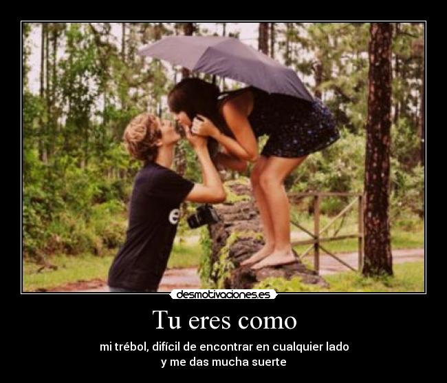 Tu eres como - mi trébol, difícil de encontrar en cualquier lado
y me das mucha suerte