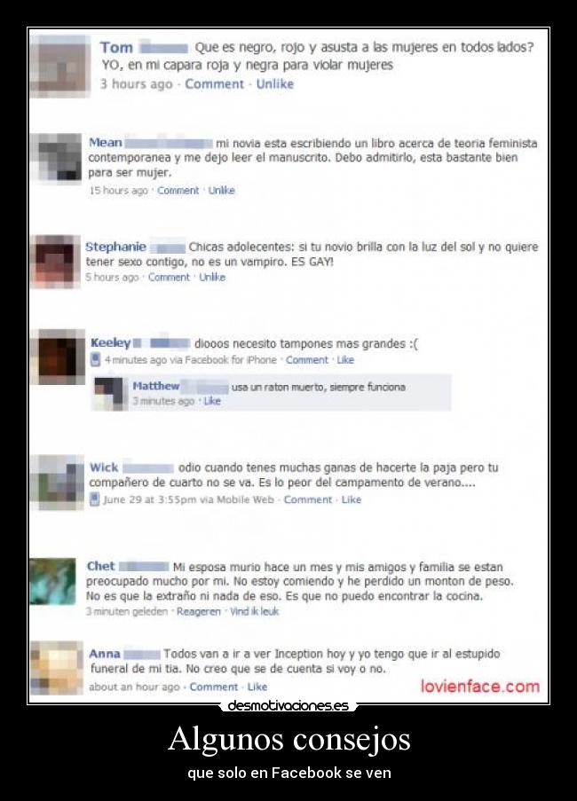 Algunos consejos - que solo en Facebook se ven