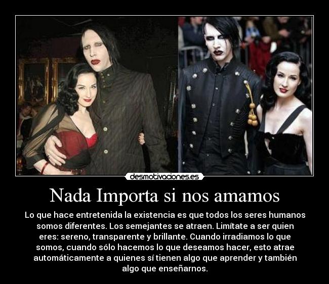 Nada Importa si nos amamos - Lo que hace entretenida la existencia es que todos los seres humanos
somos diferentes. Los semejantes se atraen. Limítate a ser quien
eres: sereno, transparente y brillante. Cuando irradiamos lo que
somos, cuando sólo hacemos lo que deseamos hacer, esto atrae
automáticamente a quienes sí tienen algo que aprender y también
algo que enseñarnos.