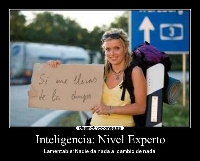 Inteligencia: Nivel Experto - Lamentable: Nadie da nada a  cambio de nada.