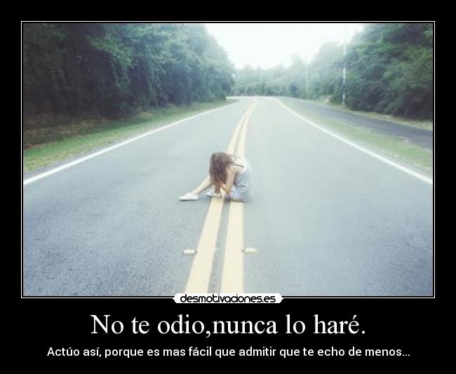 No te odio,nunca lo haré. - Actúo así, porque es mas fácil que admitir que te echo de menos...