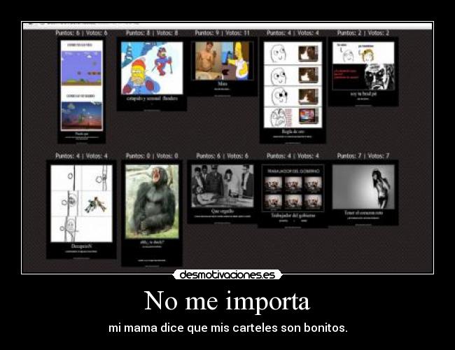 No me importa - mi mama dice que mis carteles son bonitos.