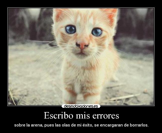 Escribo mis errores - sobre la arena, pues las olas de mi éxito, se encargaran de borrarlos.