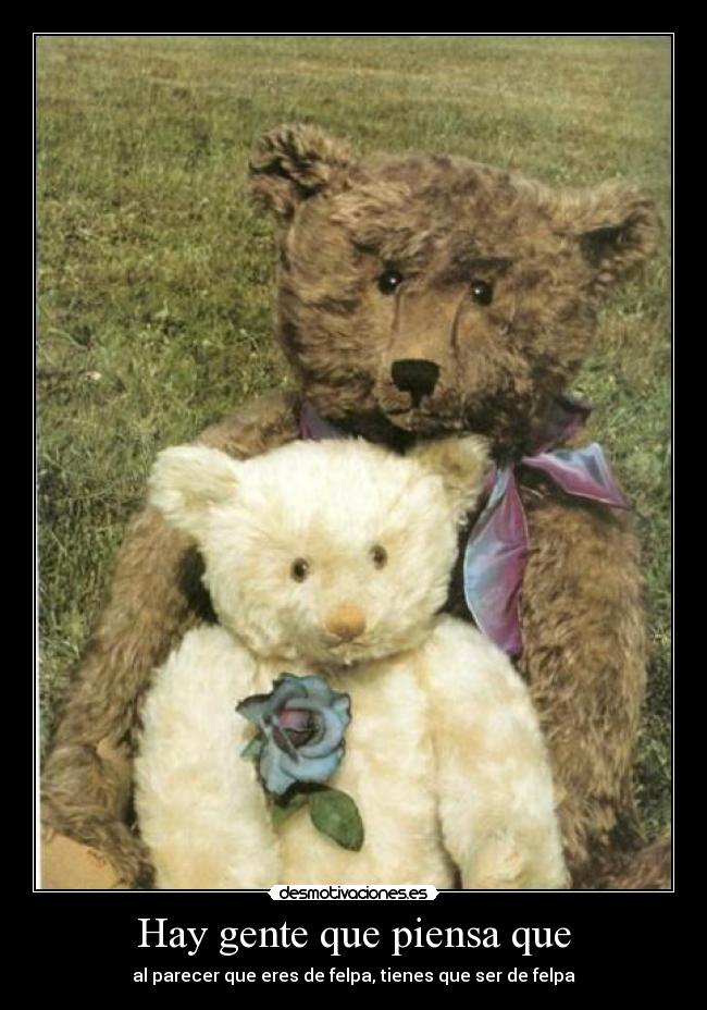 Hay gente que piensa que - al parecer que eres de felpa, tienes que ser de felpa