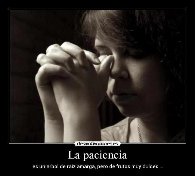 La paciencia - es un arbol de raíz amarga, pero de frutos muy dulces....