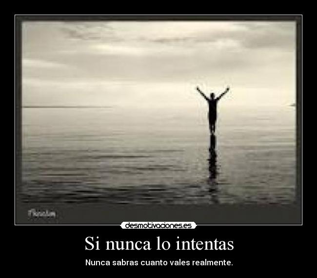Si nunca lo intentas - Nunca sabras cuanto vales realmente.