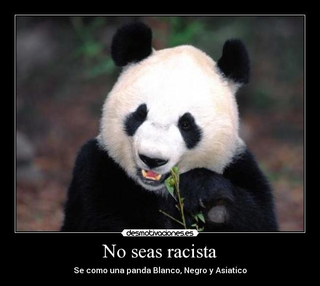 No seas racista - Se como una panda Blanco, Negro y Asiatico