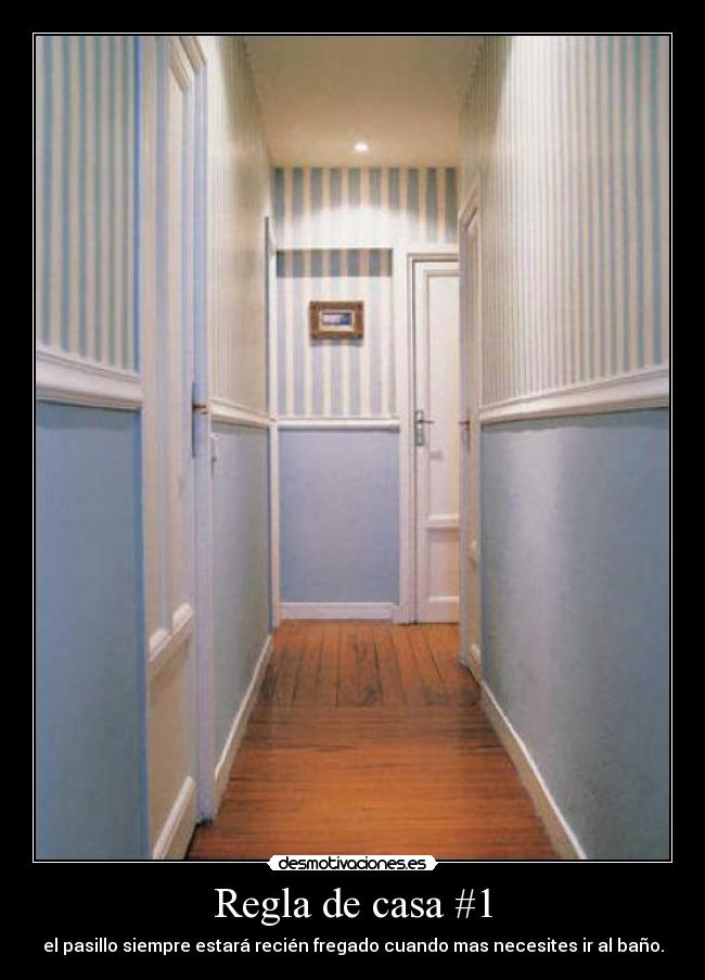 Regla de casa #1 - el pasillo siempre estará recién fregado cuando mas necesites ir al baño.