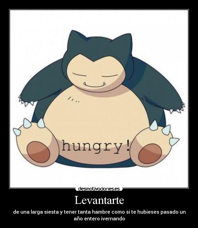 Levantarte - de una larga siesta y tener tanta hambre como si te hubieses pasado un
año entero ivernando