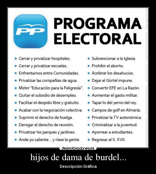 hijos de dama de burdel... - Descripción Gráfica