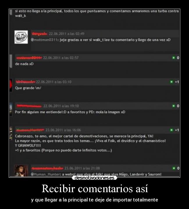 Recibir comentarios así - 