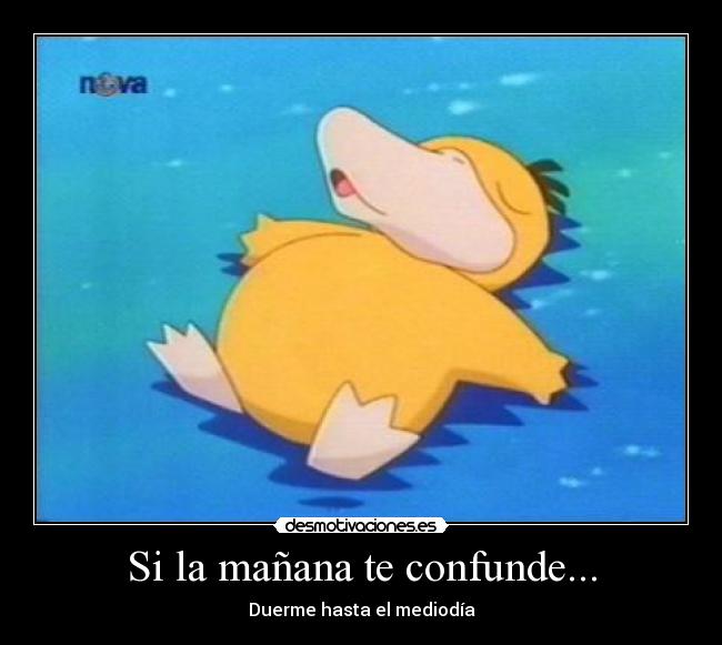 carteles psyduck manana confunde duerme desmotivaciones