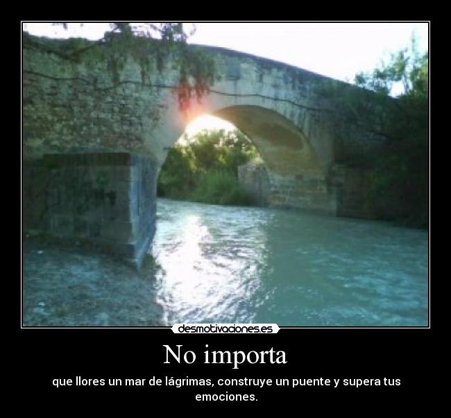 No importa - que llores un mar de lágrimas, construye un puente y supera tus emociones.