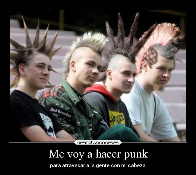 Me voy a hacer punk - para atravesar a la gente con mi cabeza.