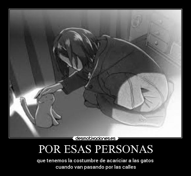 POR ESAS PERSONAS - que tenemos la costumbre de acariciar a las gatos
cuando van pasando por las calles