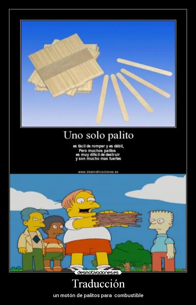Traducción - un motón de palitos para  combustible