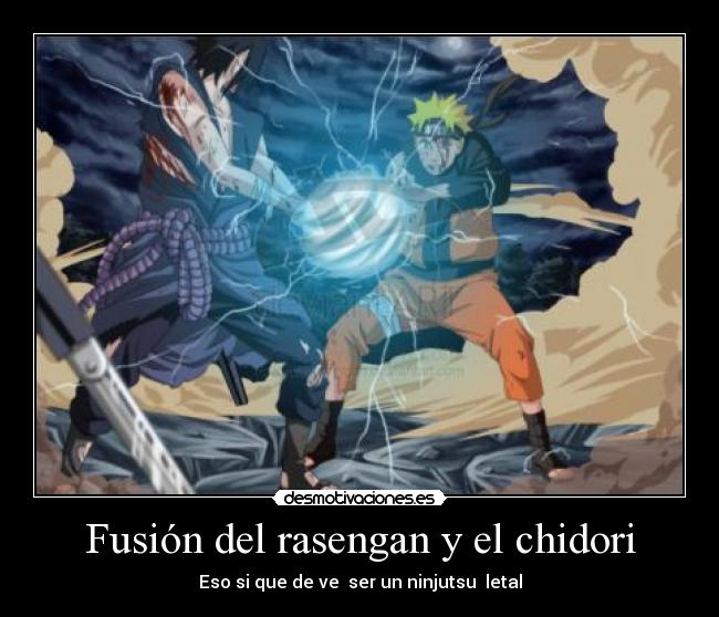 Fusión del rasengan y el chidori - Eso si que de ve  ser un ninjutsu  letal