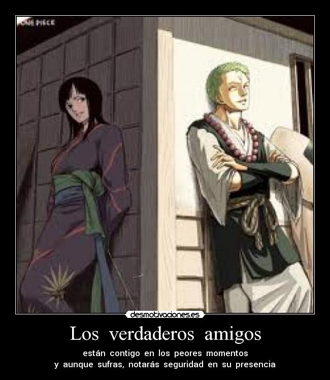 carteles amigos zoro robin amigos one piece desmotivaciones