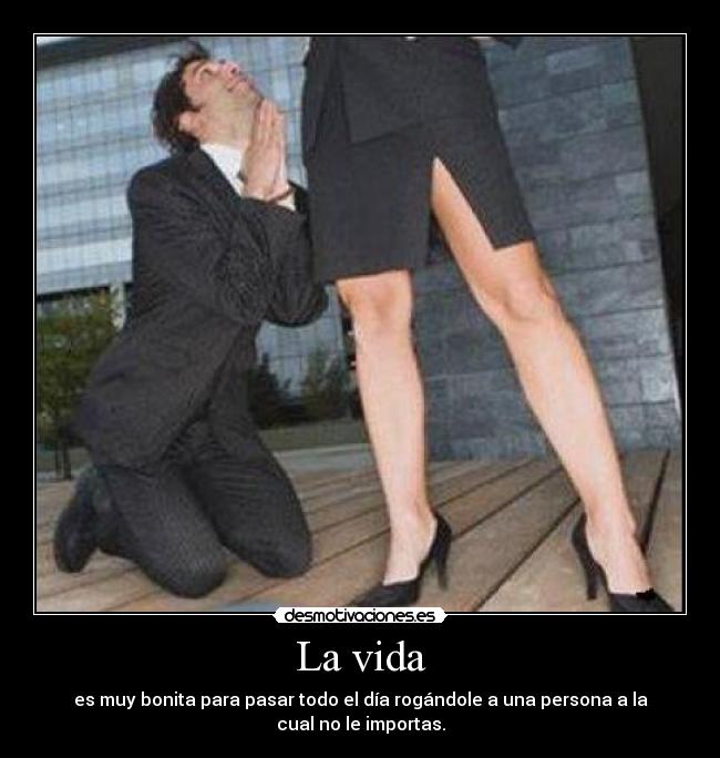 La vida - es muy bonita para pasar todo el día rogándole a una persona a la
cual no le importas.