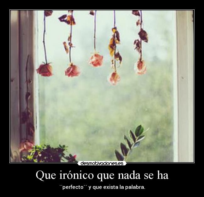 Que irónico que nada se ha - ``perfecto´´ y que exista la palabra.