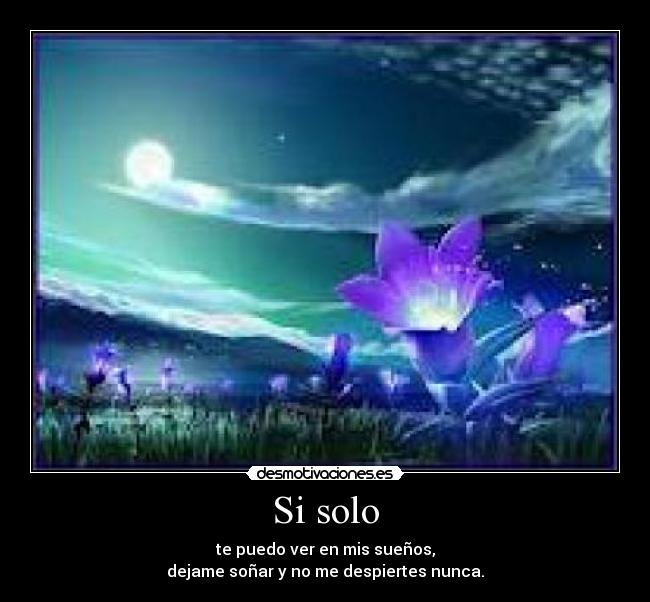 Si solo - te puedo ver en mis sueños,
dejame soñar y no me despiertes nunca.