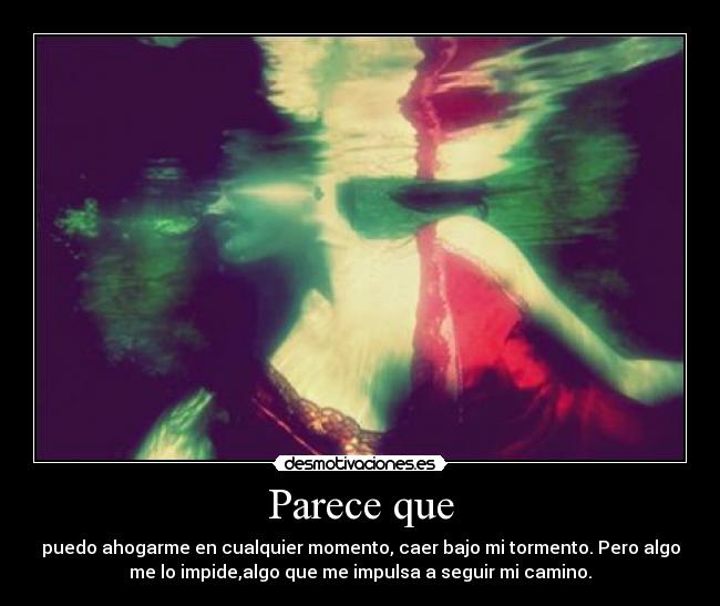 Parece que - puedo ahogarme en cualquier momento, caer bajo mi tormento. Pero algo
me lo impide,algo que me impulsa a seguir mi camino.