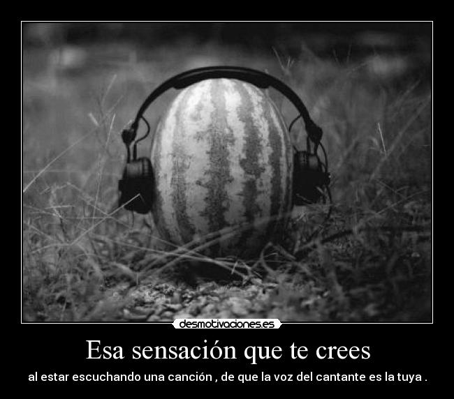 Esa sensación que te crees - al estar escuchando una canción , de que la voz del cantante es la tuya .