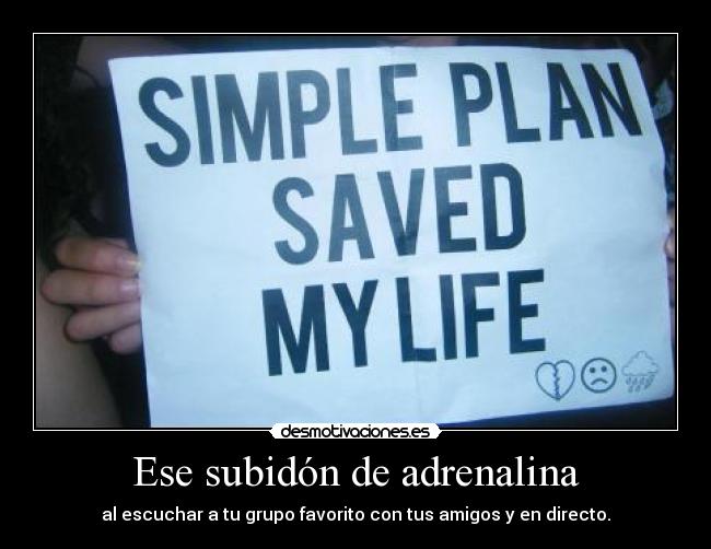 Ese subidón de adrenalina - al escuchar a tu grupo favorito con tus amigos y en directo.