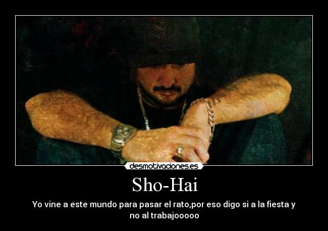 Sho-Hai - Yo vine a este mundo para pasar el rato,por eso digo si a la fiesta y no al trabajooooo