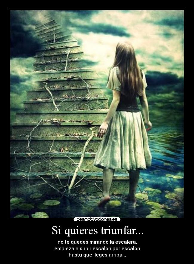 Si quieres triunfar... - no te quedes mirando la escalera,
empieza a subir escalon por escalon
hasta que lleges arriba...