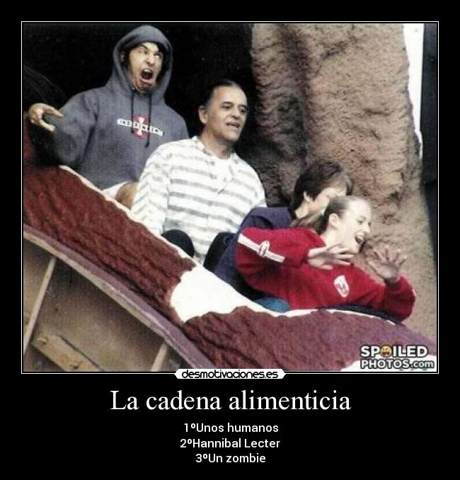La cadena alimenticia - 1ºUnos humanos
2ºHannibal Lecter
3ºUn zombie