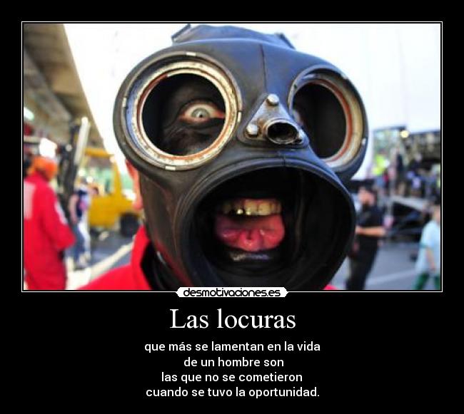 Las locuras - que más se lamentan en la vida
 de un hombre son
 las que no se cometieron 
cuando se tuvo la oportunidad.