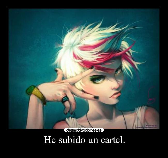 He subido un cartel. -