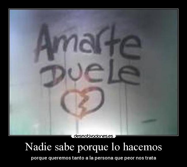 Nadie sabe porque lo hacemos -