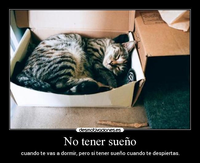 No tener sueño - cuando te vas a dormir, pero si tener sueño cuando te despiertas.