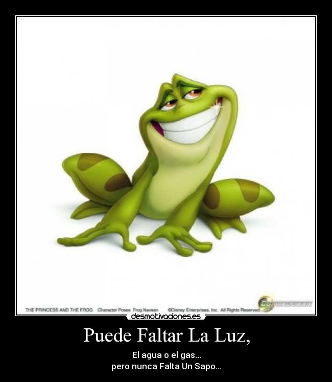 Puede Faltar La Luz, - El agua o el gas...
pero nunca Falta Un Sapo...