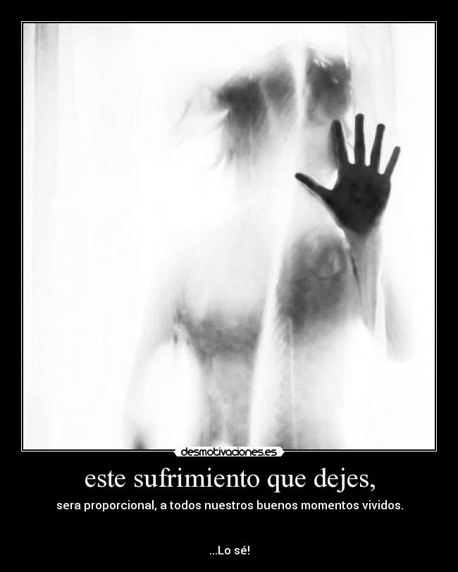 este sufrimiento que dejes, - sera proporcional, a todos nuestros buenos momentos vividos.
...Lo sé!