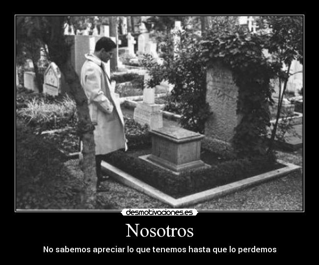 Nosotros - No sabemos apreciar lo que tenemos hasta que lo perdemos