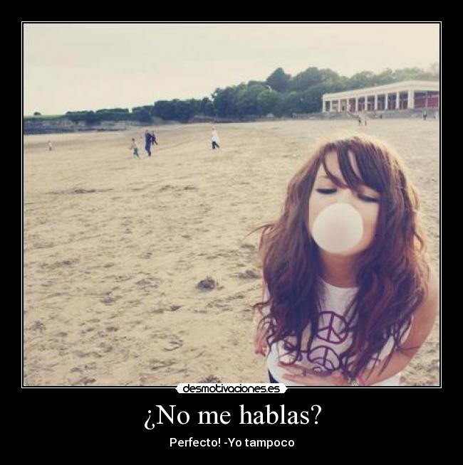 ¿No me hablas? - Perfecto! -Yo tampoco