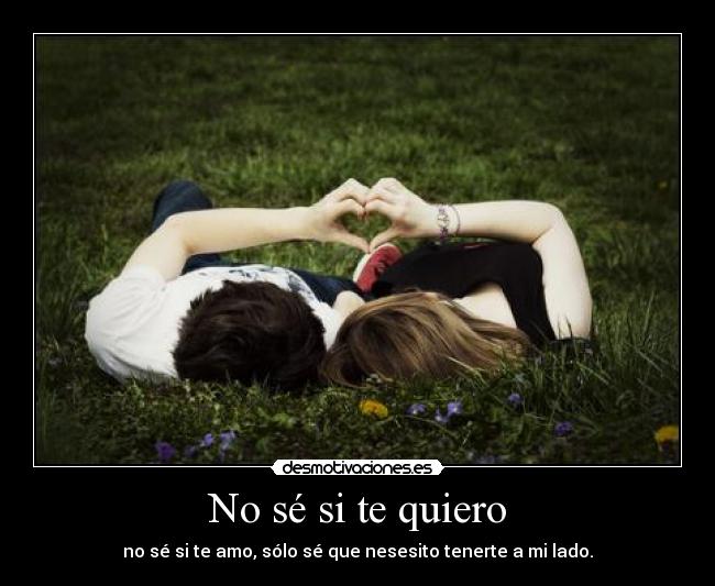 No sé si te quiero - no sé si te amo, sólo sé que nesesito tenerte a mi lado.