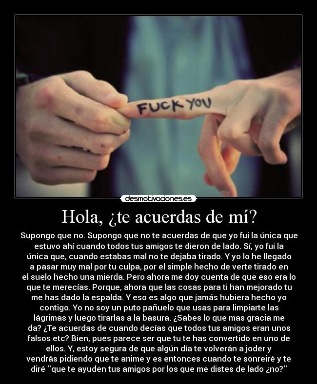 Hola, ¿te acuerdas de mí? -