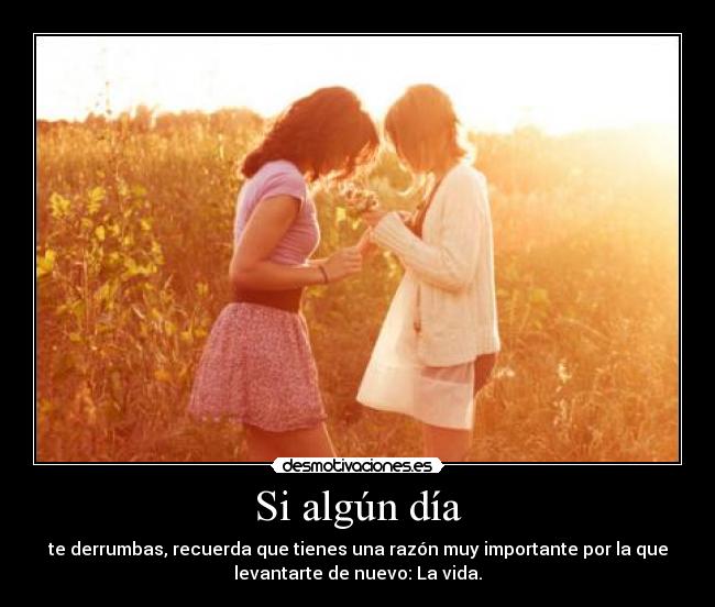 Si algún día - te derrumbas, recuerda que tienes una razón muy importante por la que
levantarte de nuevo: La vida.