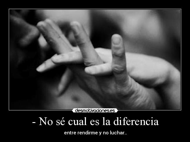 - No sé cual es la diferencia - entre rendirme y no luchar..