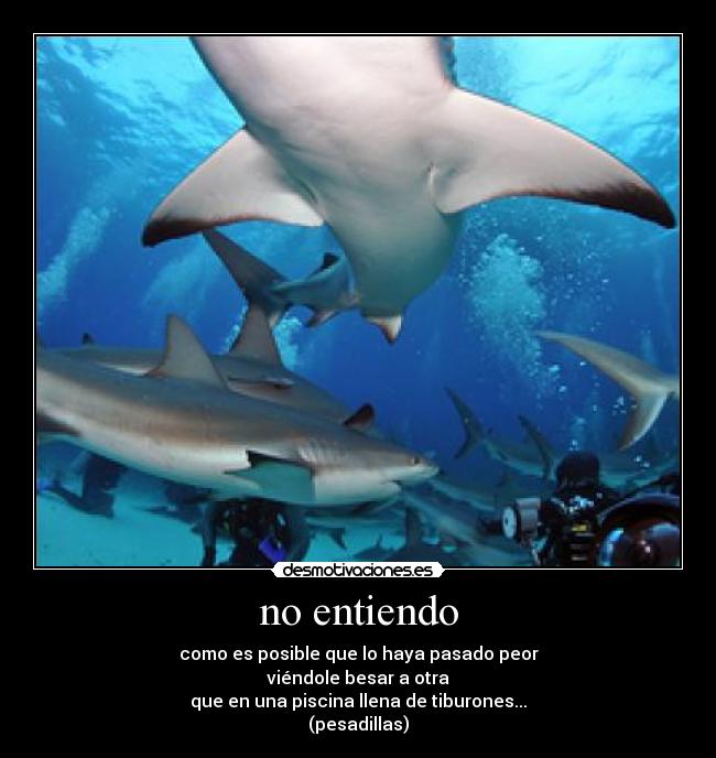 no entiendo - como es posible que lo haya pasado peor
viéndole besar a otra
que en una piscina llena de tiburones...
(pesadillas)
