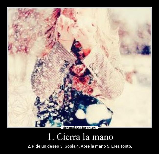 1. Cierra la mano - 2. Pide un deseo 3. Sopla 4. Abre la mano 5. Eres tonto.