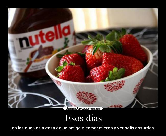 Esos días - en los que vas a casa de un amigo a comer mierda y ver pelis absurdas.