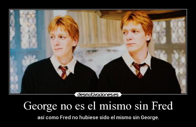 carteles fred george twins weasley james oliver phelps ginger bromas lindos hogwarts bellatrix harry potter desmotivaciones
