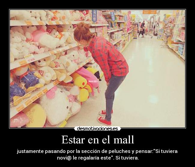 Estar en el mall - justamente pasando por la sección de peluches y pensar:Si tuviera
novi@ le regalaría este. Si tuviera.